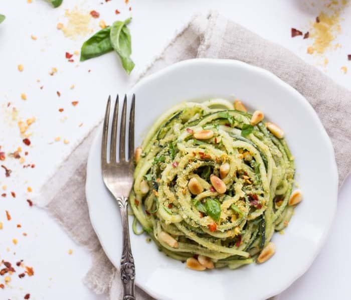 Pesto Zucchini Noodles with Quinoa (vegan + gluten-free)
