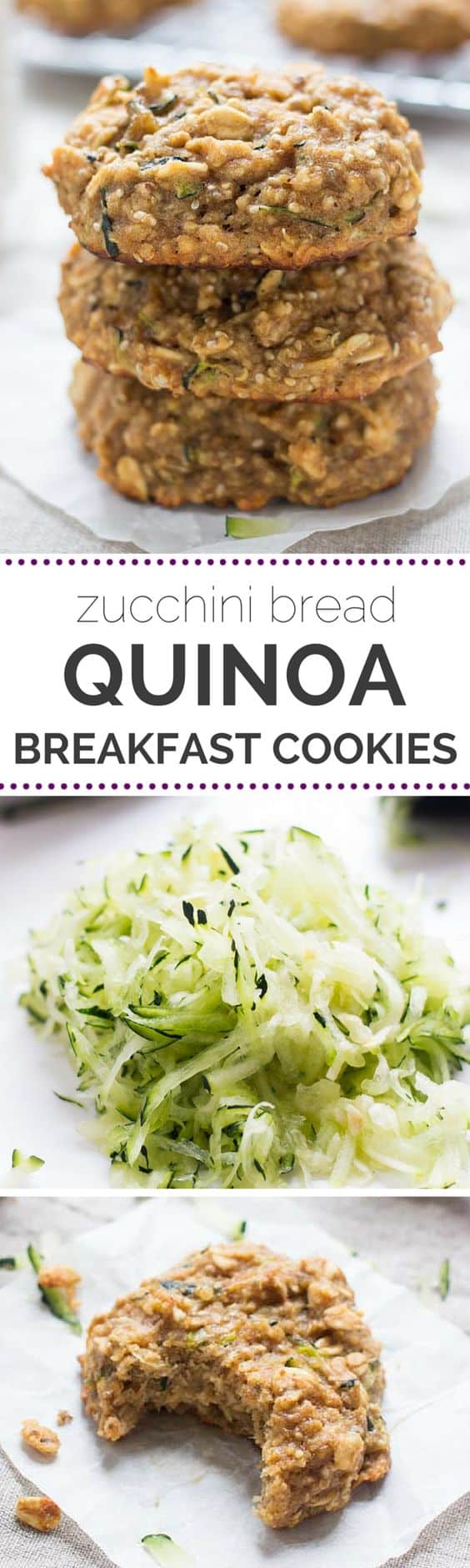 Breakfast cookies made with QUINOA that taste like zucchini bread! They're seriously amazing and come together using just 1 BOWL and a few simple ingredients. (gluten-free)