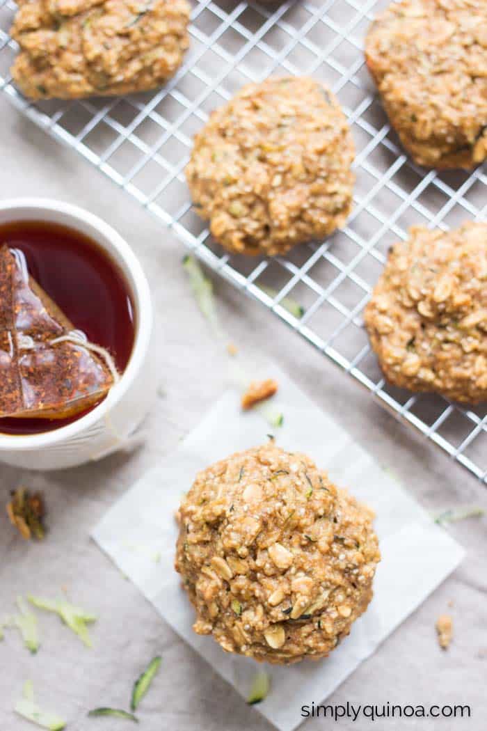 Zucchini Bread Quinoa Breakfast Cookies - a decadent and healthy way to start your day || www.simplyquinoa.com || gluten-free