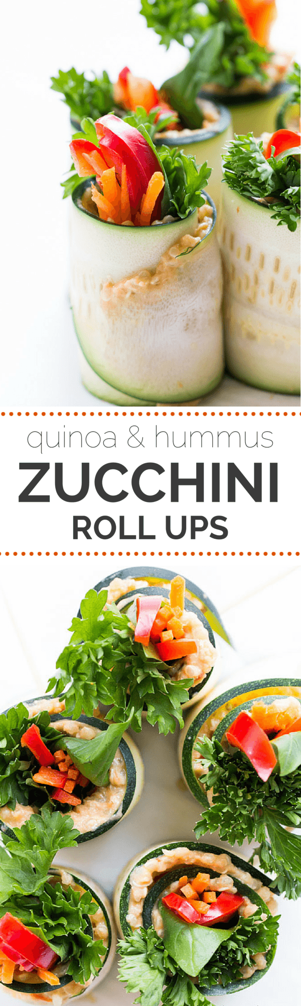 My newest FAVORITE snack >> Zucchini Roll Ups with quinoa, hummus and fresh veggies | gluten-free + vegan | recipe on simplyquinoa.com