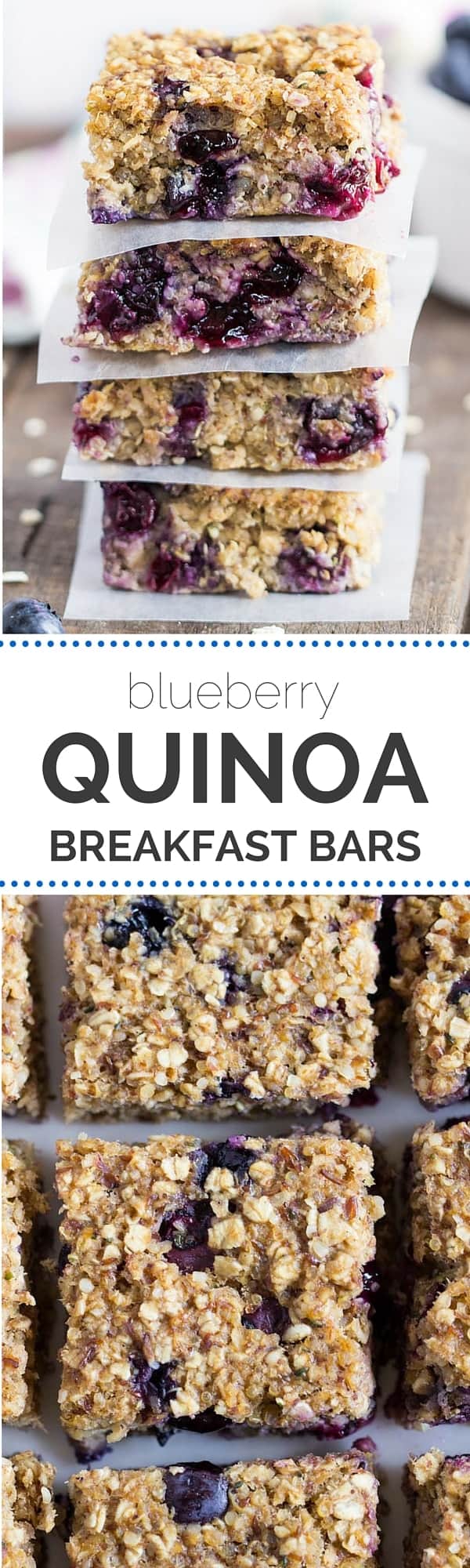 Blueberry Quinoa Breakfast Bars--they're full of fresh, juicy blueberries, with a hint of tangy lemon...and they're vegan!