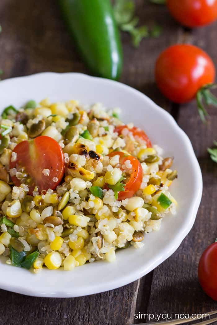 Char Grilled Corn Quinoa Salad makes for the most delicious summer side dish! recipe on simplyquinoa.com