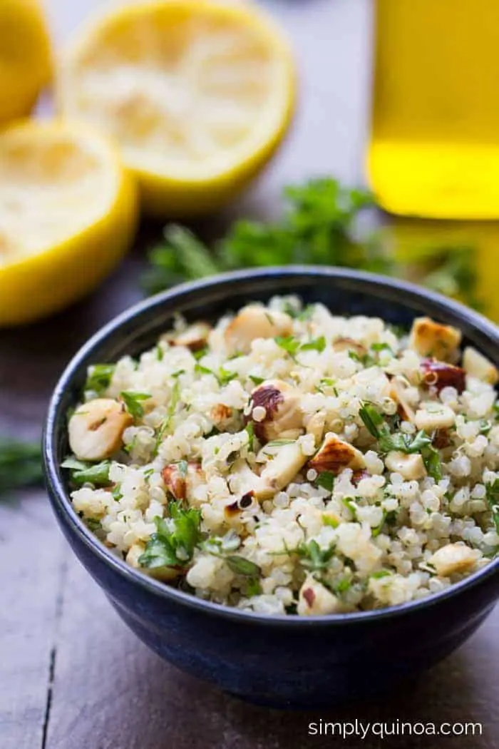 Lemon Herb Quinoa with Toasted Hazelnuts and a peppery vinaigrette | recipe on simplyquinoa.com