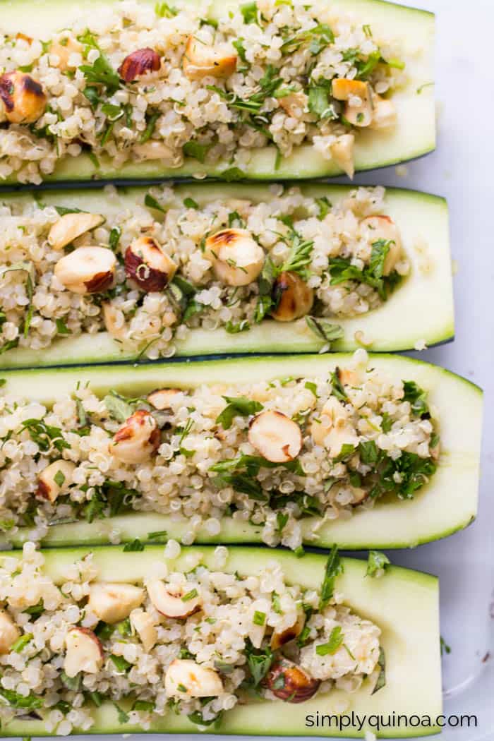 Quinoa Stuffed Zucchini Boats - a fresh, simple way to enjoy the end of summer | recipe on simplyquinoa.com