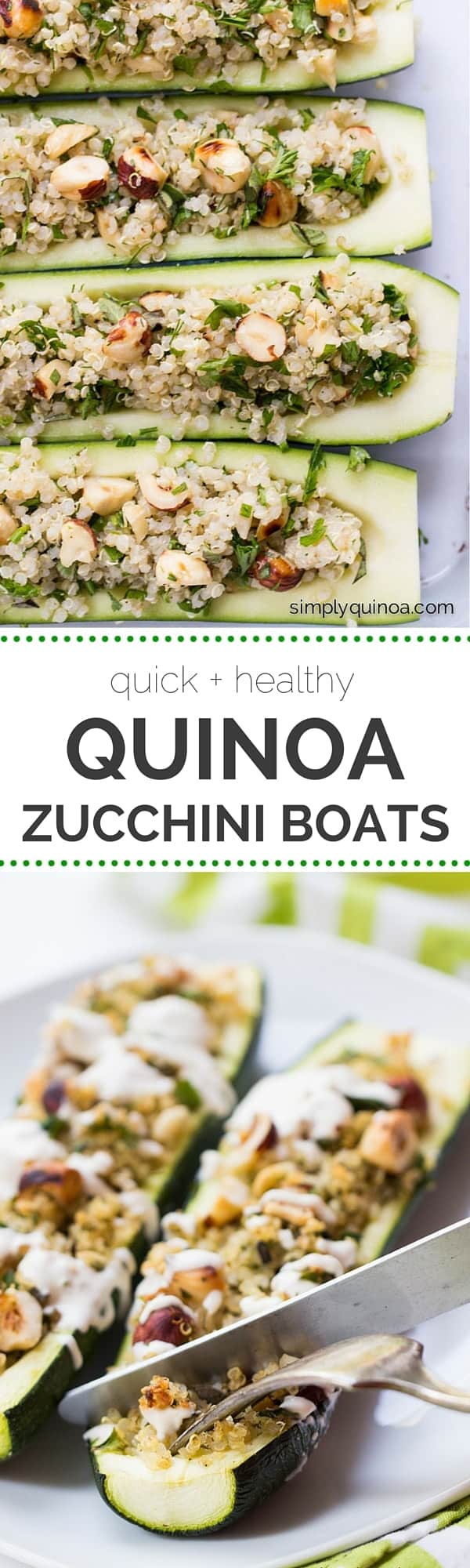 These super quick Quinoa Zucchini Boats make for a healthy + delicious weeknight meal | recipe on simplyquinoa.com