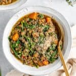 One Pot Creamy Spinach Lentils with Quinoa
