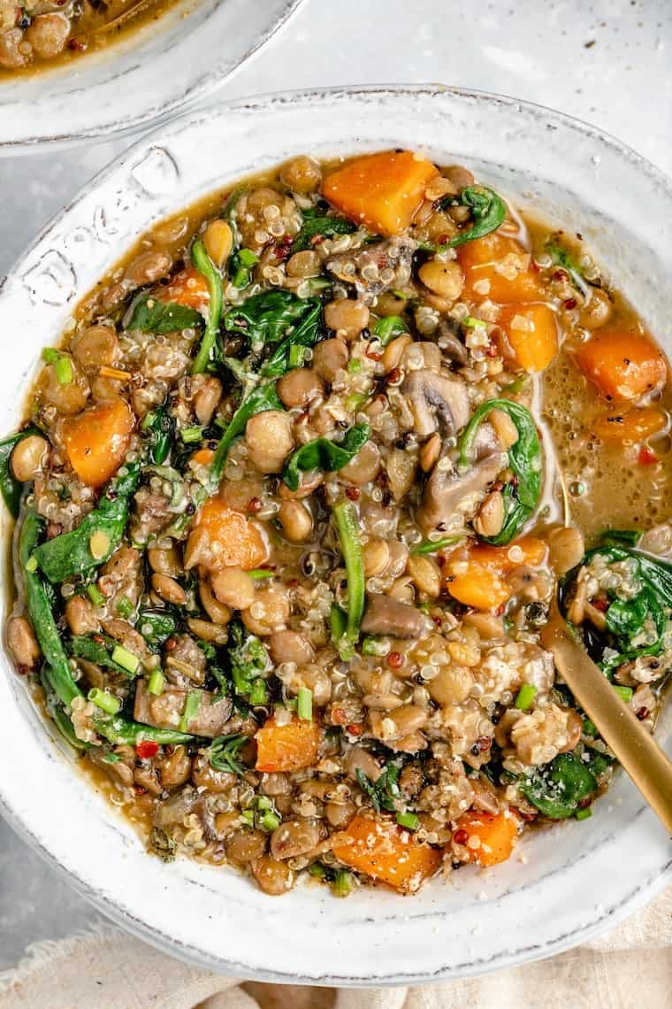 bowl of one pot lentils with quinoa