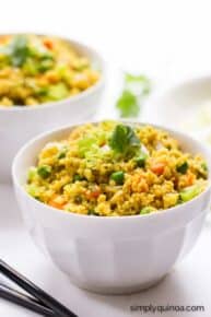 Easy Cauliflower Rice made with quinoa, curry powder and other Indian spices | recipe on simplyquinoa.com