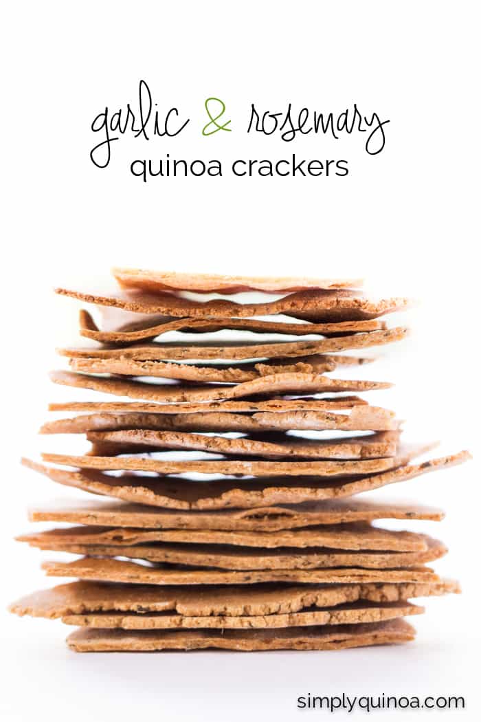 Garlic Rosemary Quinoa Crackers - thin, crispy and perfect for dipping | recipe on simplyquinoa.com