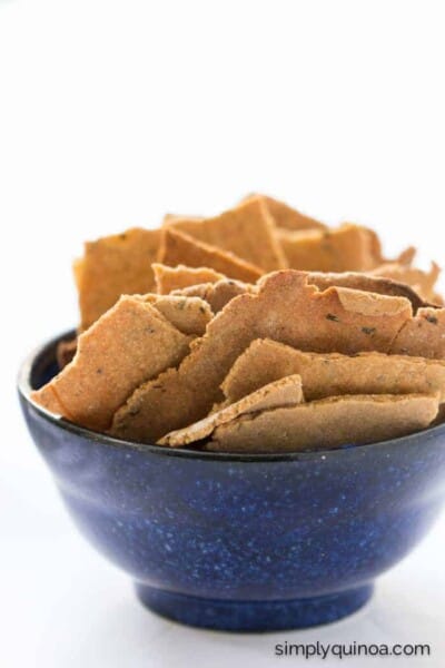 Garlic Rosemary Quinoa Crackers - thin, crispy and perfect for dipping | recipe on simplyquinoa.com