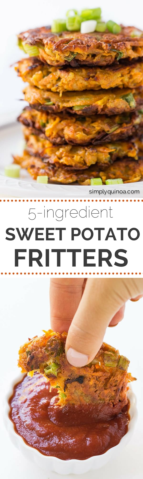 5-ingredient Sweet Potato Quinoa Fritters - a simple, fast and delicious side dish sauteed with coconut oil | recipe on simplyquinoa.com