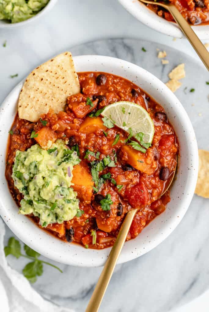 Sweet Potato + Black Bean Quinoa Chili