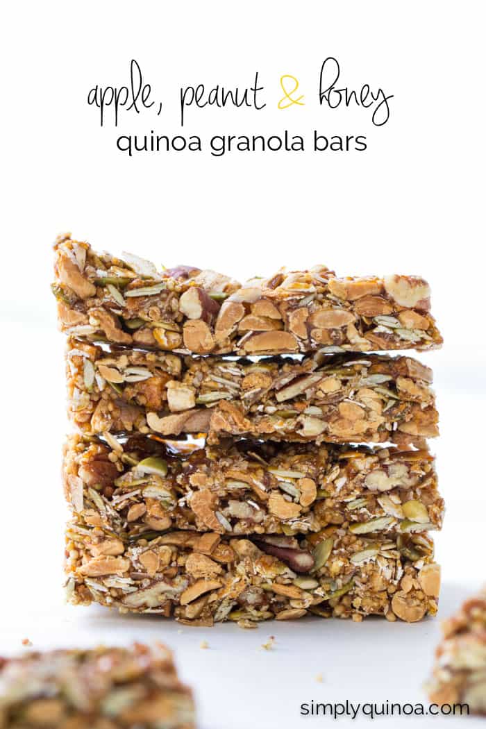 These healthy quinoa granola bars are NO-BAKE, filled with protein and are sweetened with an amazing honey caramel!