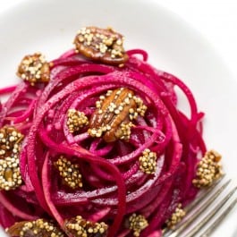 Apple + Beet Noodle Salad with Candied Pecans and Quinoa - a simple, healthy and flavorful salad that's perfect for fall