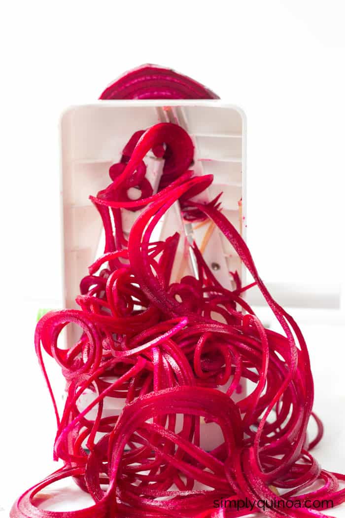 The best spiralizer for making beet noodles is the Inspiralzer -- it's easy to use, easy to clean and makes spiralizing beets way more funThe best spiralizer for making beet noodles is the Inspiralzer -- it's easy to use, easy to clean and makes spiralizing beets way more fun
