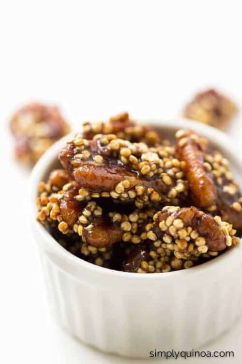 Coconut Sugar Candied Pecans + Quinoa Simply Quinoa