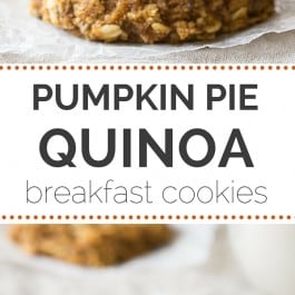 These healthy + VEGAN pumpkin pie quinoa breakfast cookies make for a simple, portable breakfast treat everyone will adore!