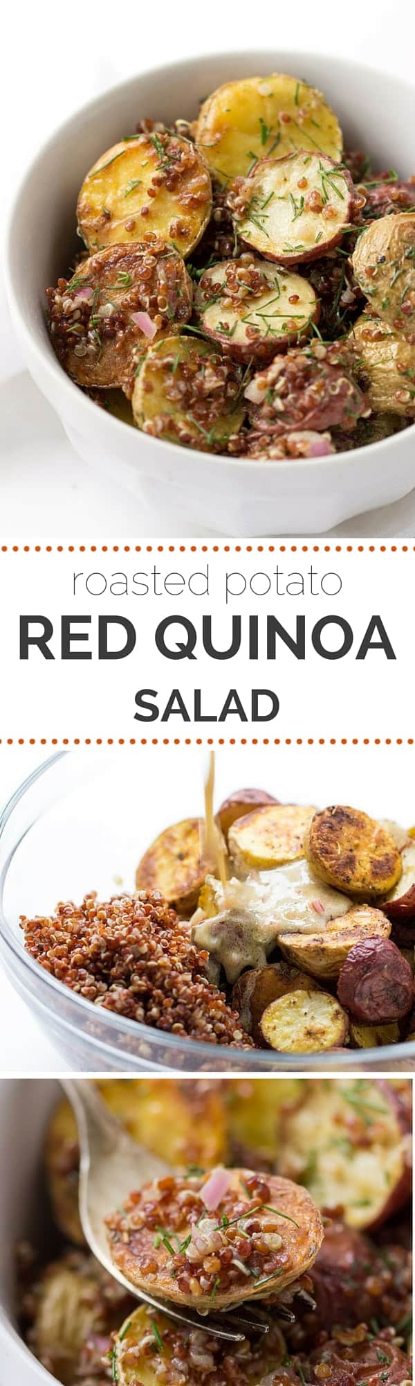 The perfect potato salad using roasted new potatoes, red quinoa and served with a shallot-caper dressing - so easy and SO delicious!