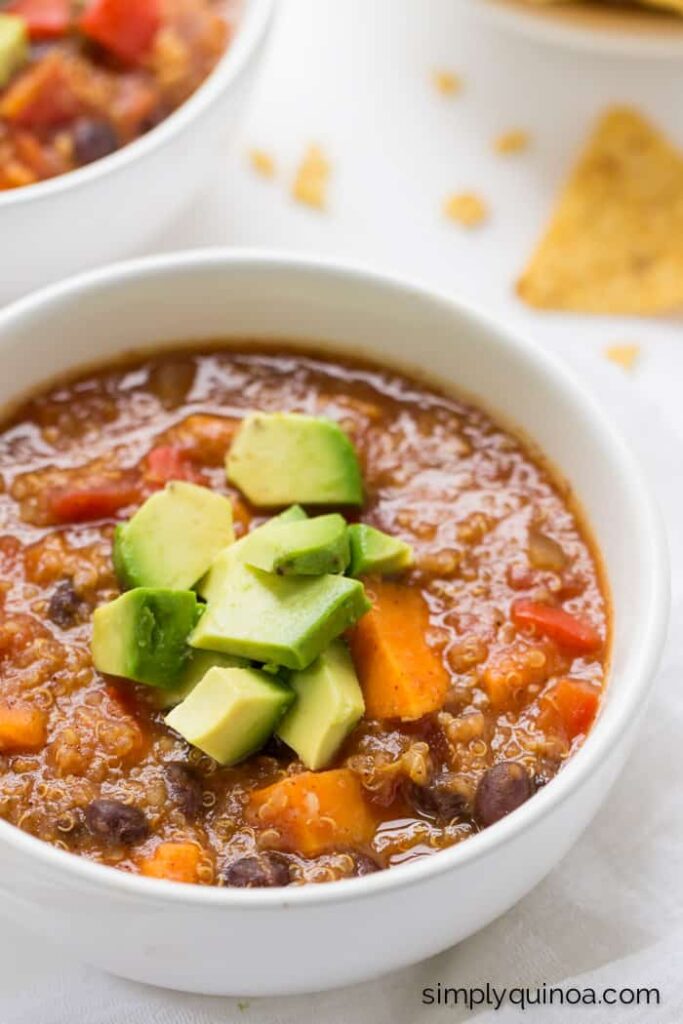 Sweet Potato & Black Bean Quinoa Chili - made in a slow cooker! | recipe on simplyquinoa.com