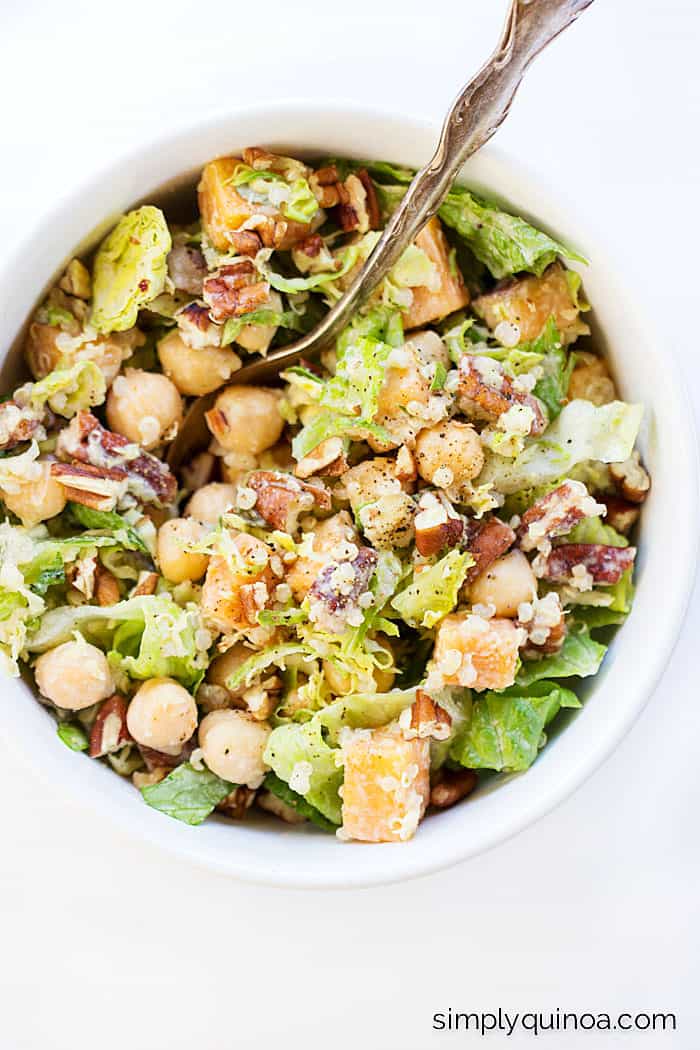 The perfect fall salad >> Autumn Chopped Quinoa Salad with an Apple Cider + Tahini-Sage Dressing