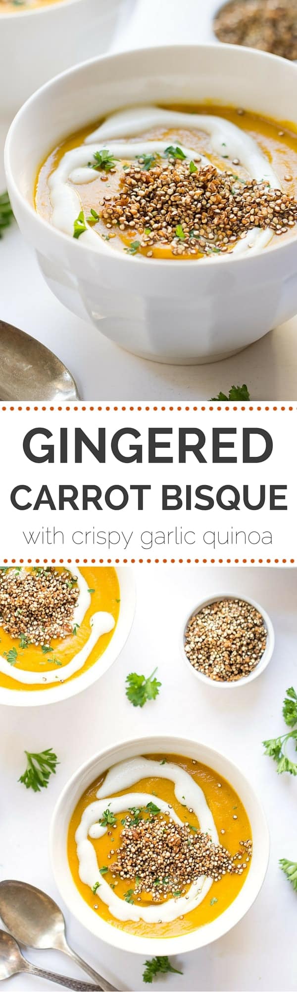 This is the only ginger carrot soup I will EVER make! It's flavorful, easy and super healthy!