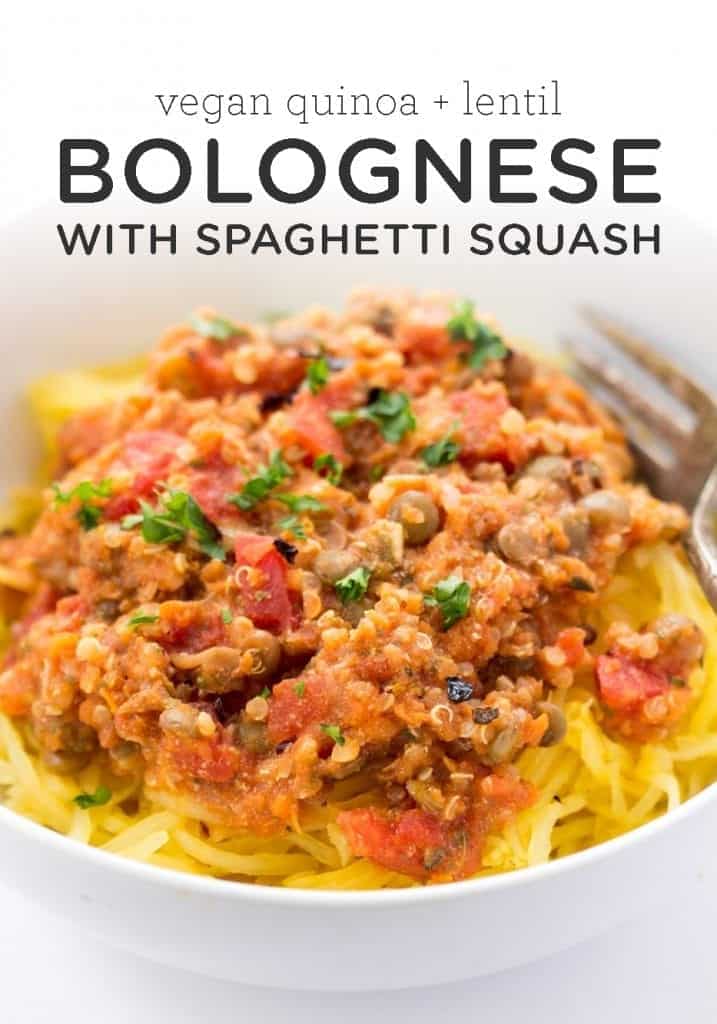 Quinoa and Lentil Bolognese with Spaghetti Squash