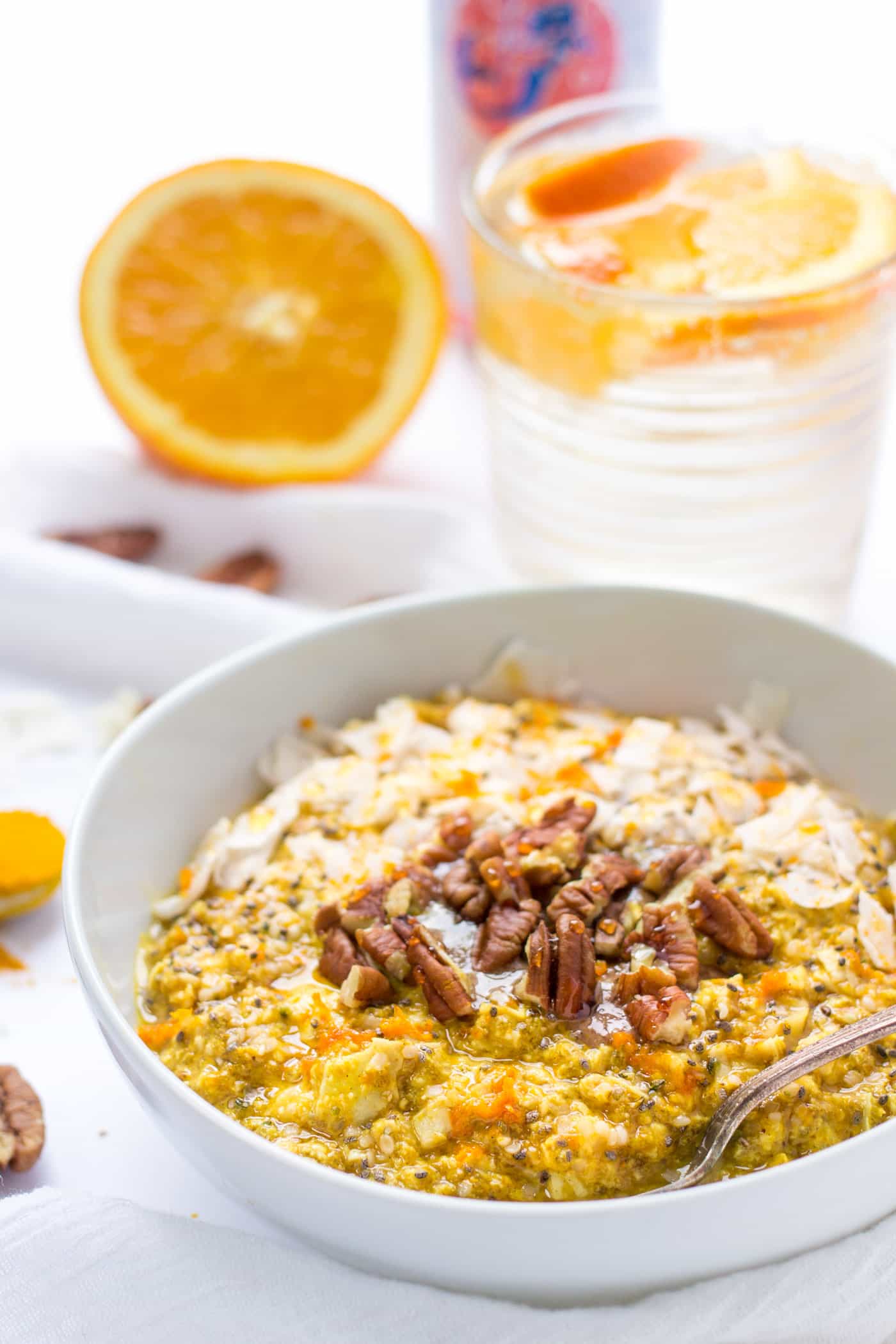 Overnight Quinoa flavored with orange and turmeric will help fight inflammation and energize your day!