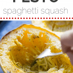 Pinterest title image for Pesto Spaghetti Squash.
