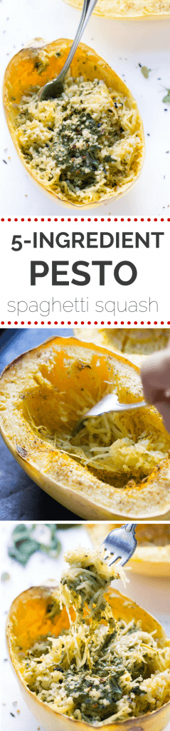 5-ingredient Pesto Spaghetti Squash Boats - Simply Quinoa