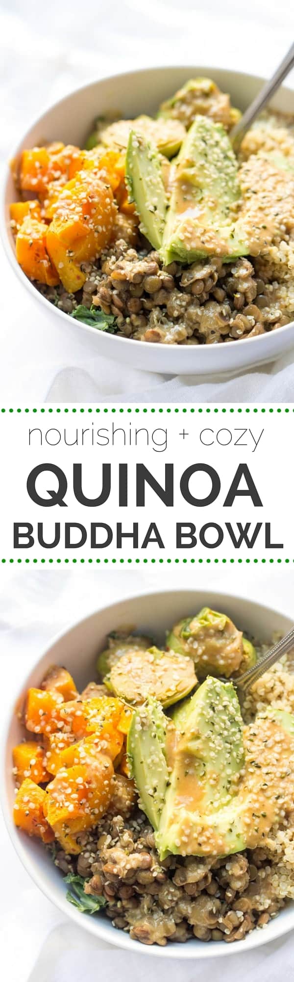 This cozy Quinoa Buddha Bowl makes the most EPIC dinner or lunch -- just follow these 5 simple steps and you can have a custom bowl of plant-based food every time