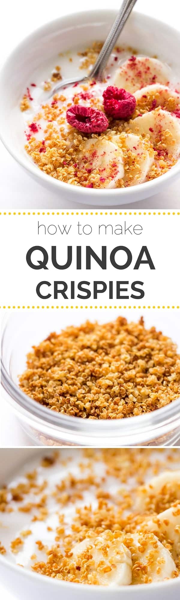 Super easy homemade QUINOA CRISPIES -- you'll love how simple this recipe is, only 1 ingredient and 30 minutes. PLUS you'll start adding quinoa crispies to everything!