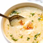 Roasted Garlic Cauliflower Chowder - ready in 30 minutes and PACKED with plant-based protein (vegan + GF)