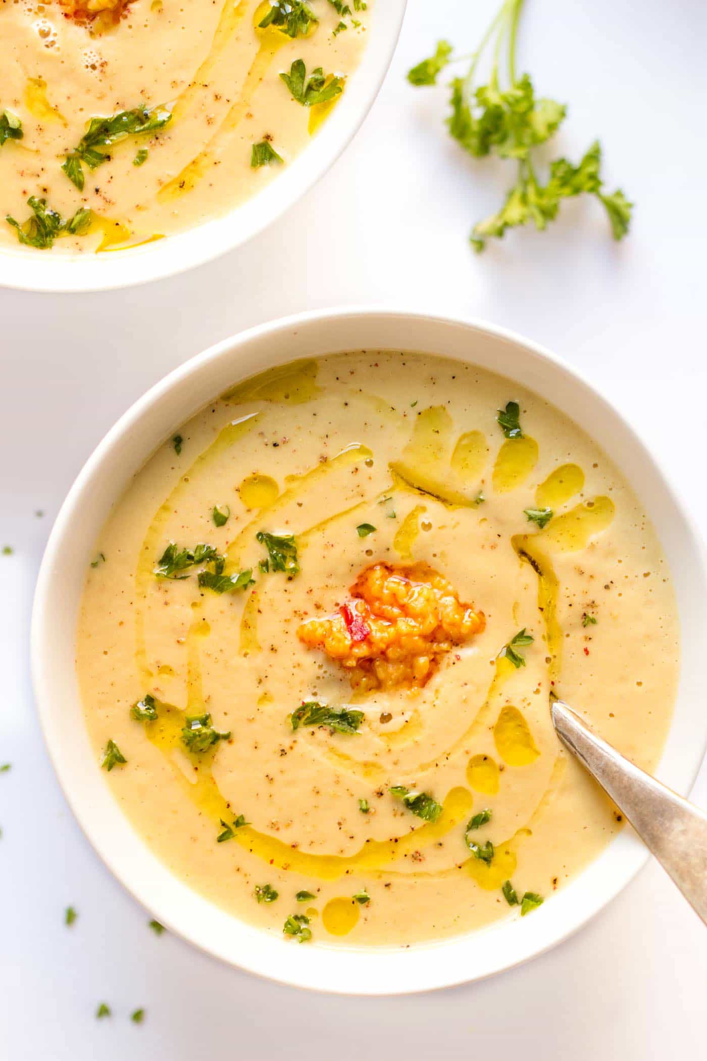 Cauliflower Chowder with Roasted Garlic | Easy Healthy Cauliflower Recipes You Need To Try Today | mashed cauliflower recipes