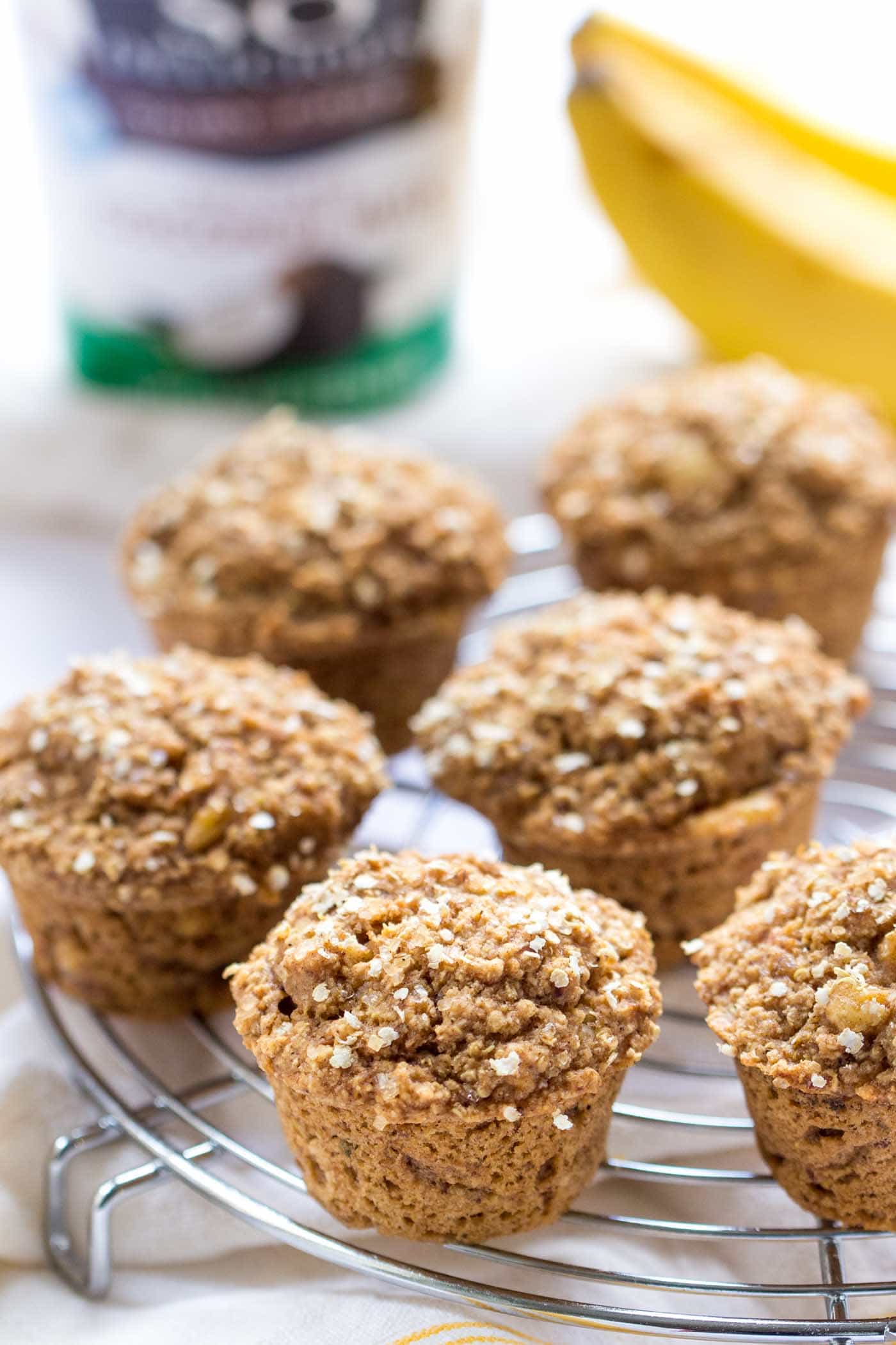 Simple AND delicious quinoa muffins made with coconut yogurt and sweetened naturally {vegan + GF}