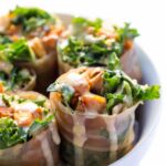Sweet Potato + Kale Quinoa Spring Rolls -- a seasonal spin on a delicious gluten-free meal (they make great leftovers too!)