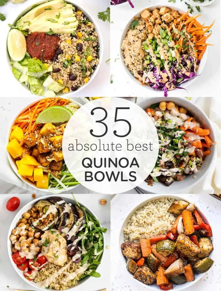 collage of the 35 best quinoa bowls