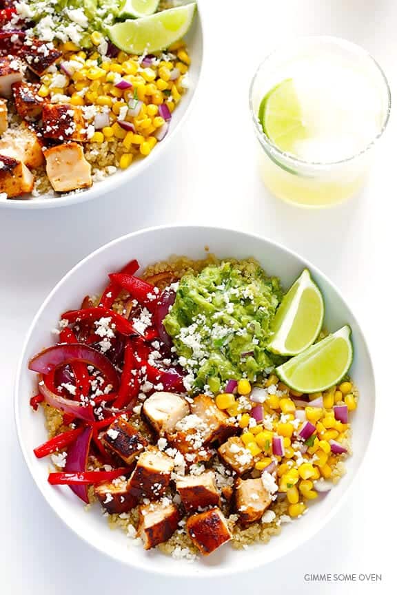 chicken quinoa burrito bowls recipe