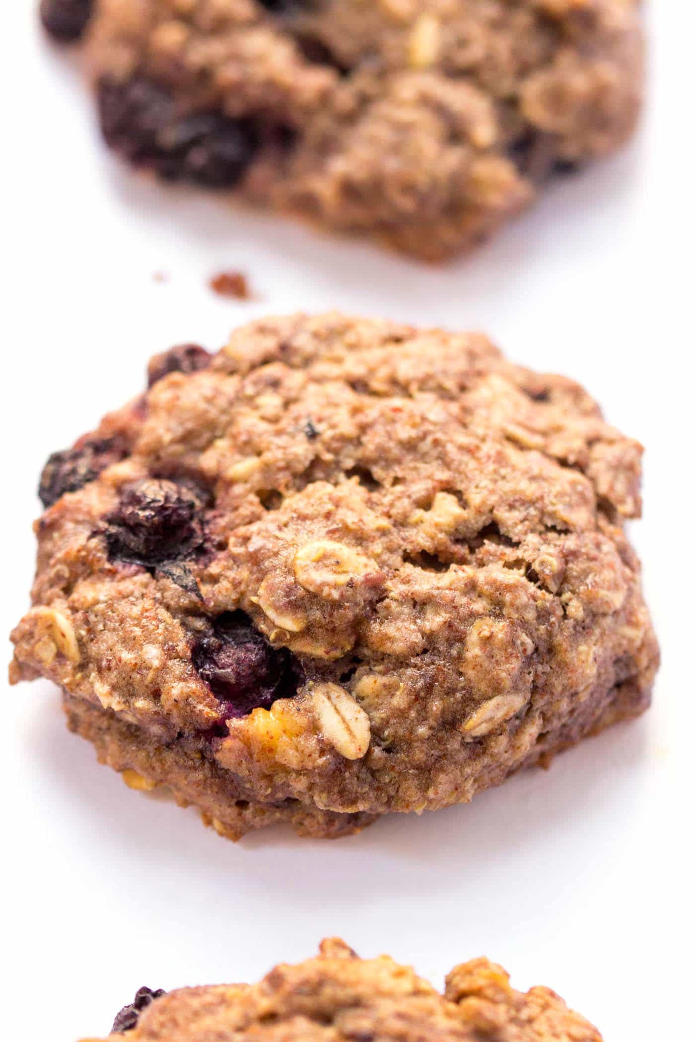 These VEGAN quinoa breakfast cookies taste like blueberry muffins but are SO much healthier! High protein, high fiber and low in sugar (also gluten-free!)