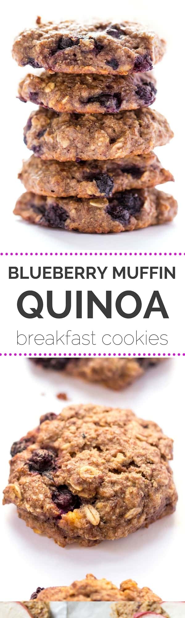 BLUEBERRY MUFFIN QUINOA BREAKFAST COOKIES -- sweetened naturally, without any dairy or eggs, and tons of fresh fruit!