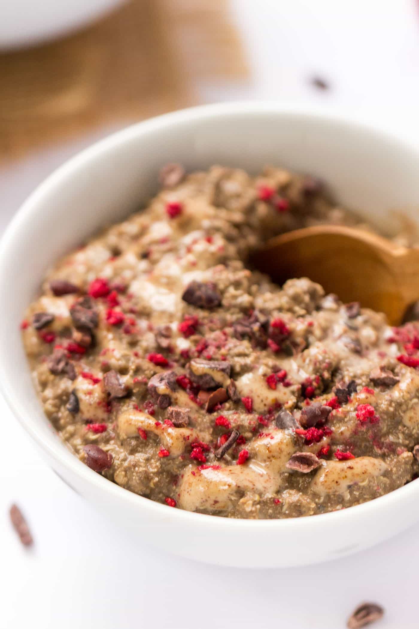 The perfect MAKE-AHEAD breakfast? Dark Chocolate Overnight Quinoa -- protein packed, naturally gluten-free + vegan!