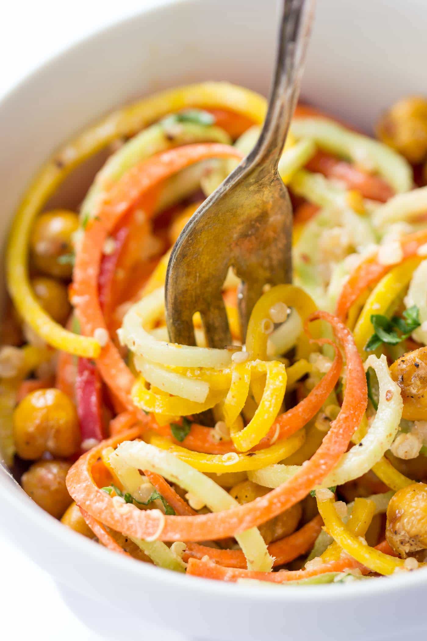 The perfect salad made with the INSRIRALIZER! This is hands down the best tool for making spiralized vegetables (and it's now on Amazon!)