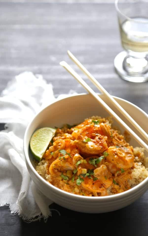 healthy shrimp scampi quinoa bowl recipe