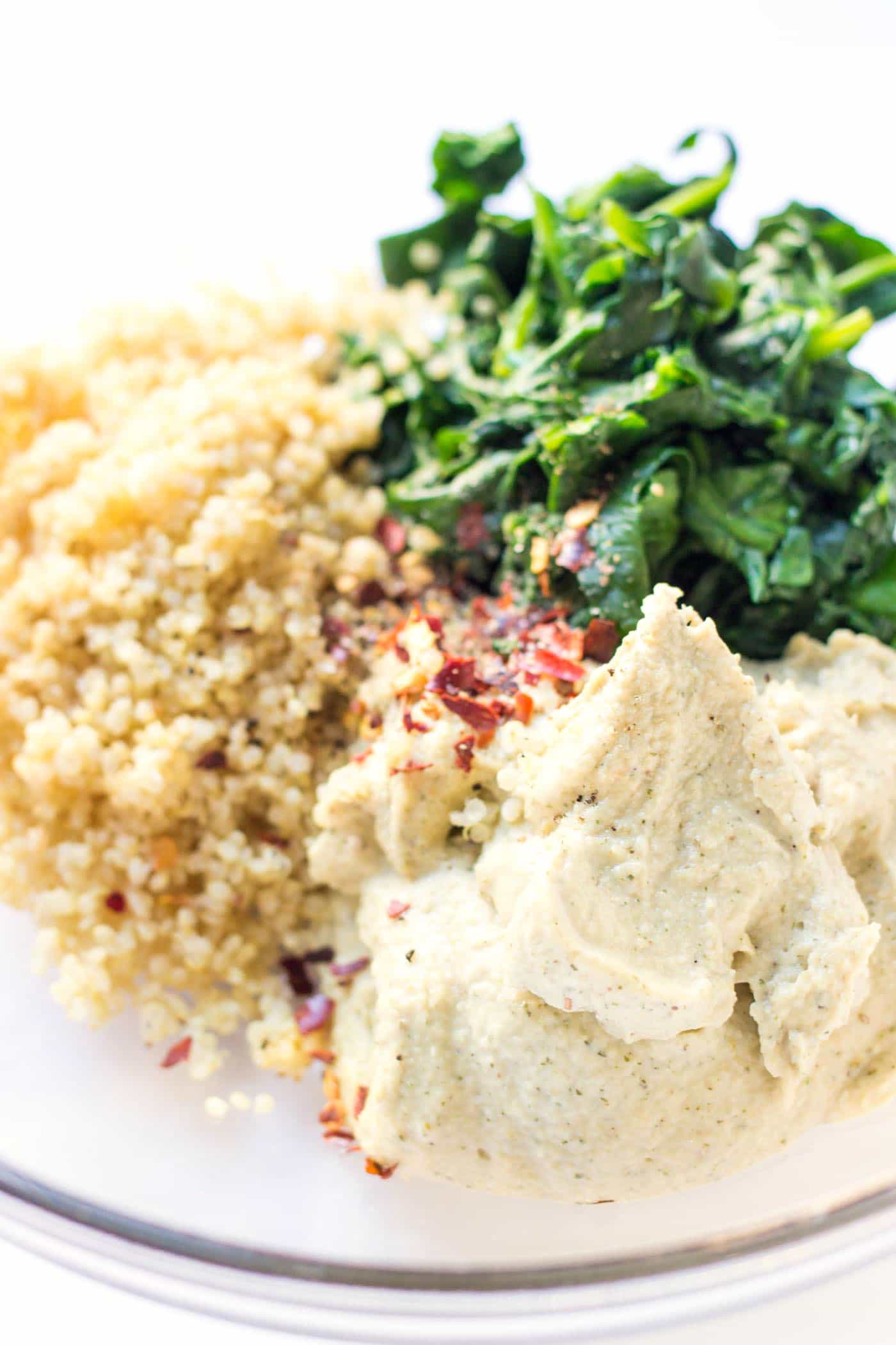 The makings of an AMAZING cashew ricotta filling for quinoa stuffed shells!