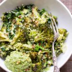 SUPER GREEN QUINOA BOWLS -- with kale, brussels sprouts, broccoli and a vegan avocado-hemp pesto