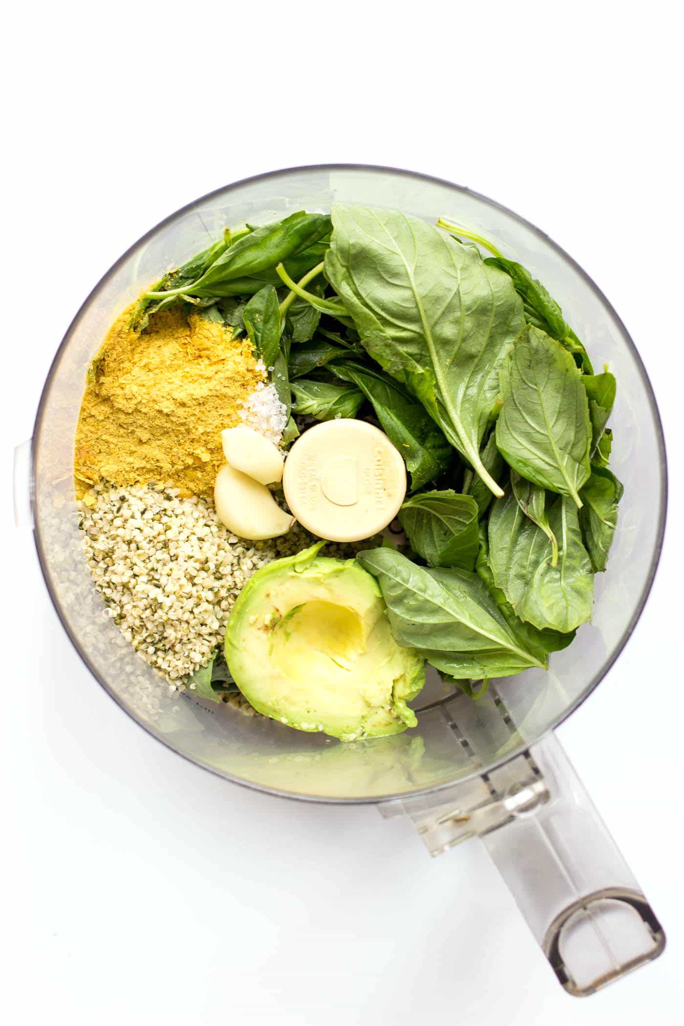 How to make vegan hemp seed pesto using avocados and nutritional yeast! 