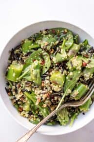 Wild Rice Quinoa Salad with asparagus and tossed in a lemon-turmeric vinaigrette - simple, healthy and super refreshing!