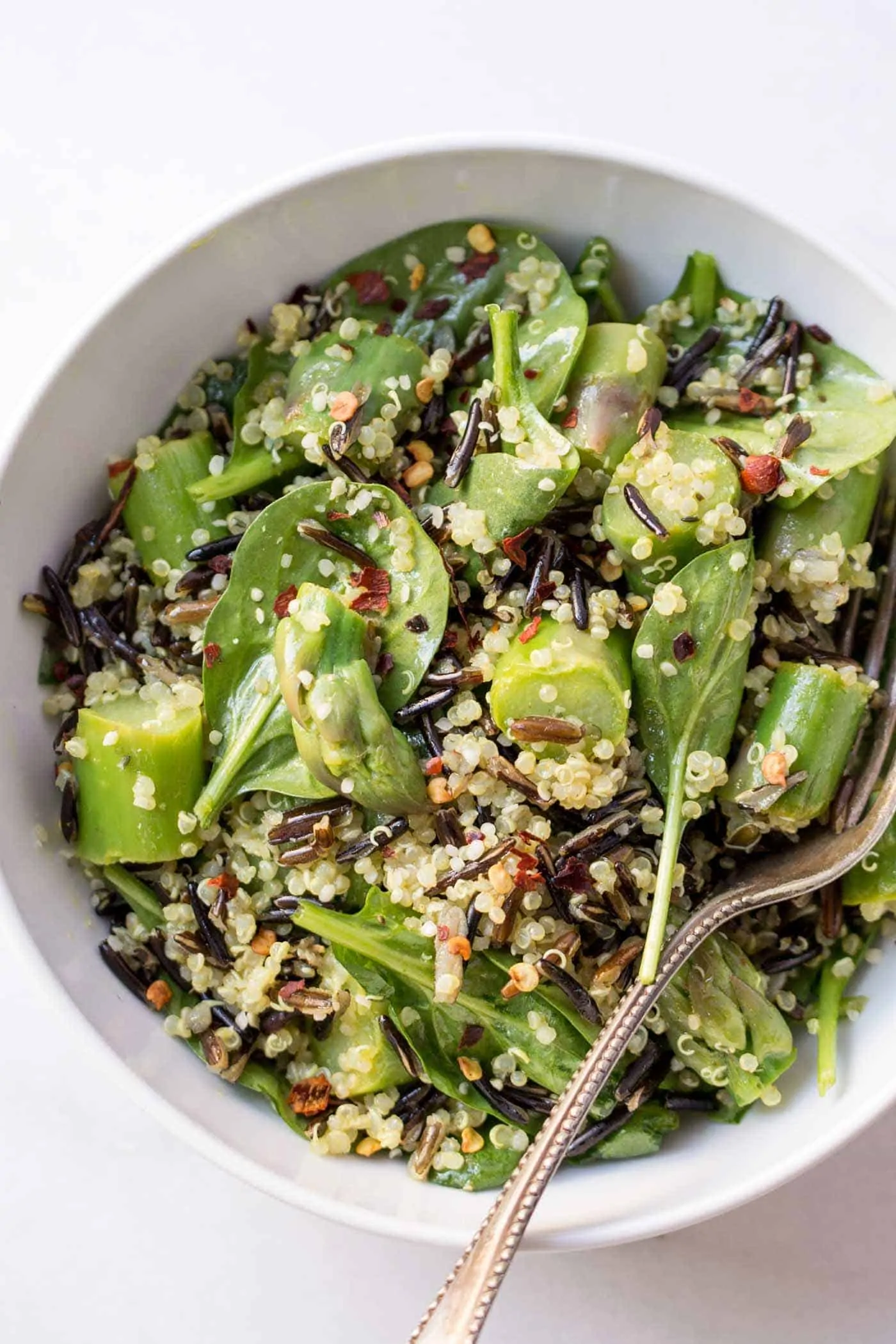 Wild Rice Quinoa Salad with asparagus and tossed in a lemon-turmeric vinaigrette - simple, healthy and super refreshing!