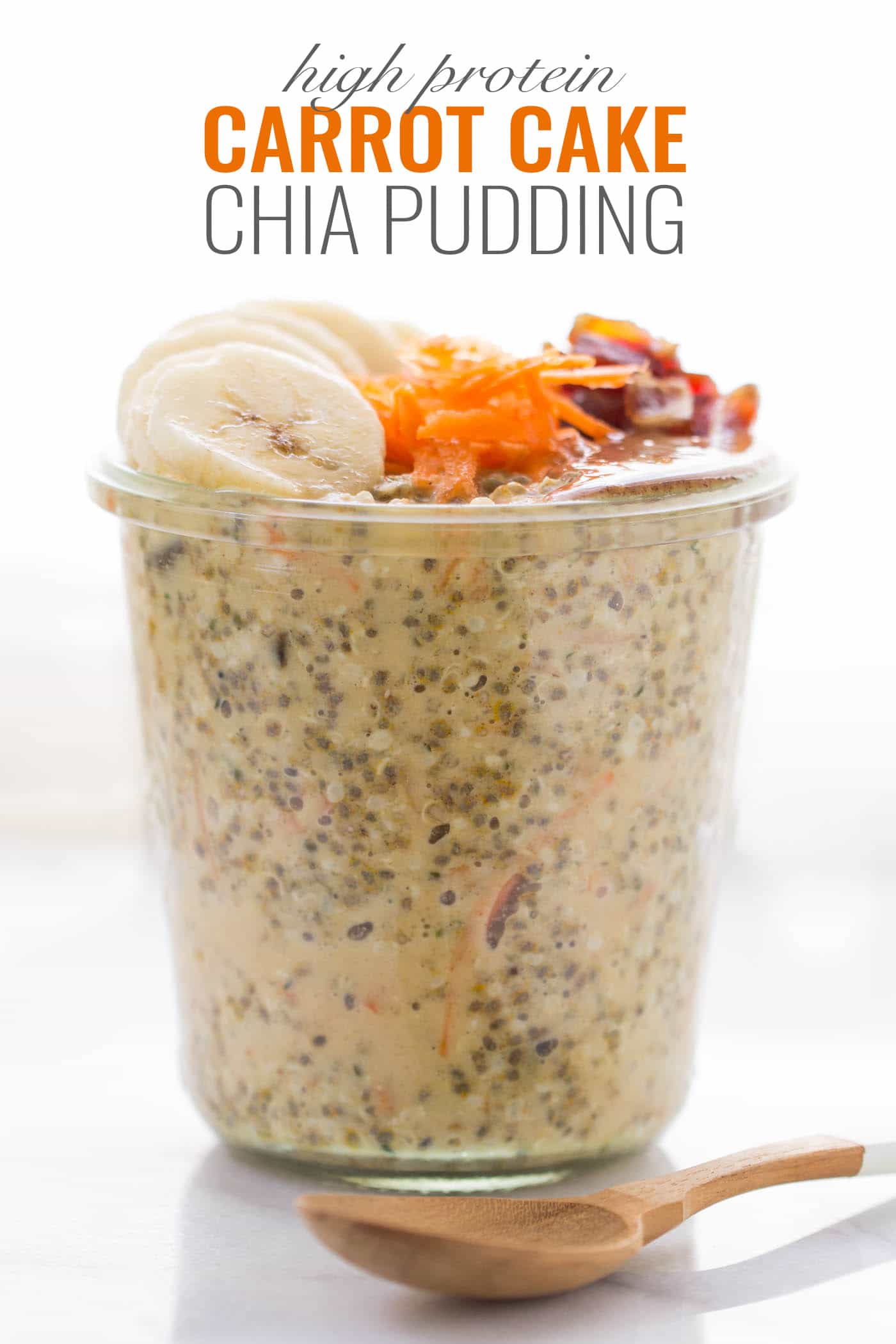 {high protein!} Carrot Cake Chia Pudding...with 12g of protein per serving WITHOUT the use of any protein powders!