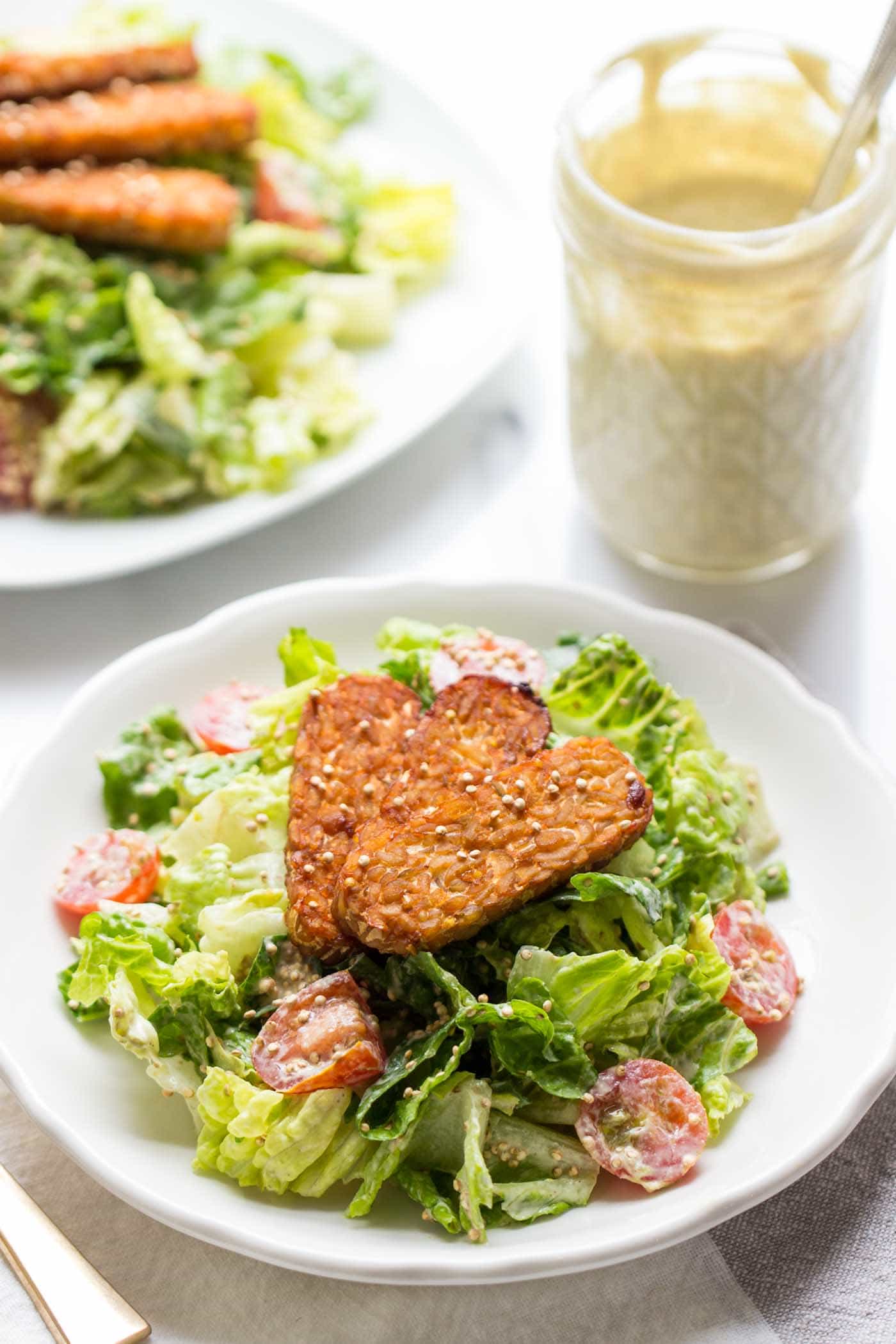 This is the BEST vegan caesar salad I've ever tasted...AND the dressing is nut-free!!