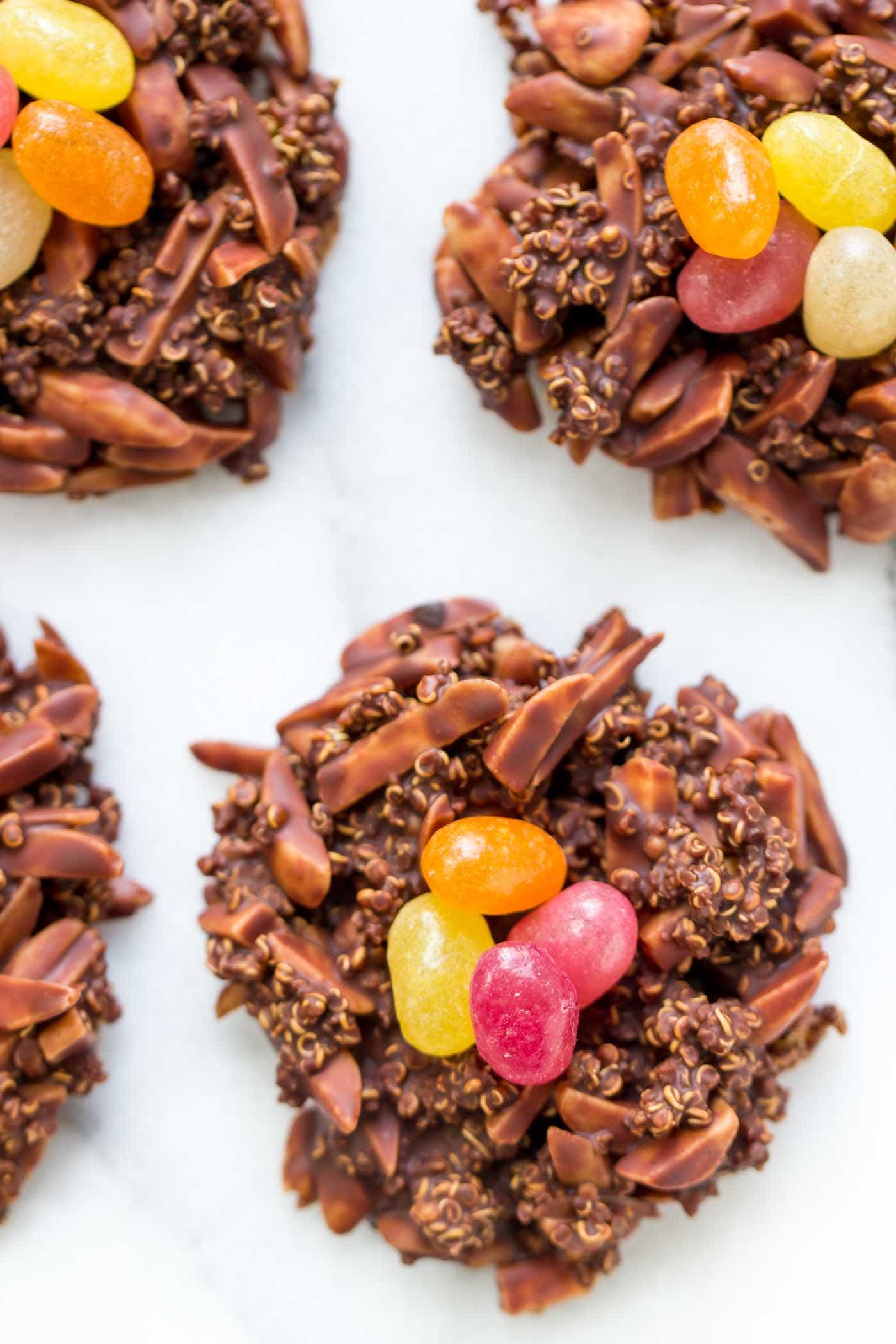 The HEALTHIEST chocolate birds nest cookies EVER! These are vegan and gluten-free, only take 5 ingredients AND have protein-rich quinoa!